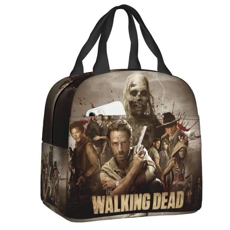 

Horror Zombie TV Show The Walking Dead Insulated Lunch Tote Bag for Women Portable Cooler Thermal Bento Box Work School Travel
