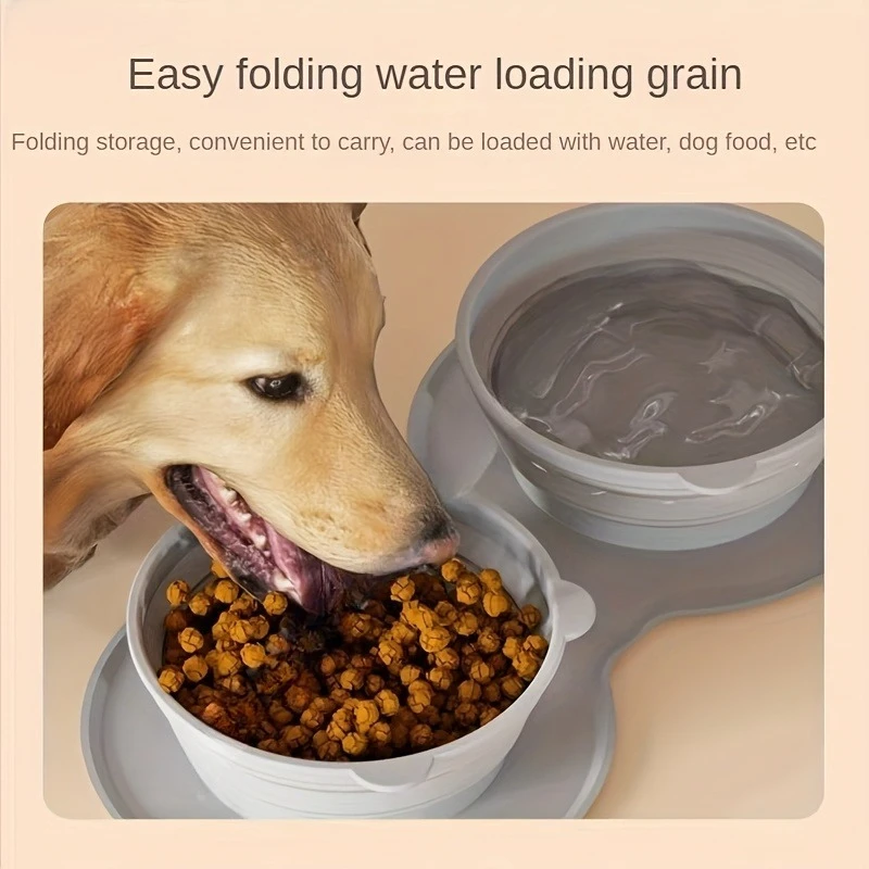 3PCS/Set Foldable Silicone Dog Bowl, Pet Dog Travel Double Bowl, Portable and Easy To Clean, Suitable for Travel and Outdoor Use