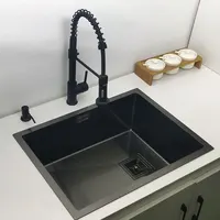 Nano black kitchen sink above counter or udermount sinks vegetable washing basin 304 stainless steel single bowl sink kitchen 2