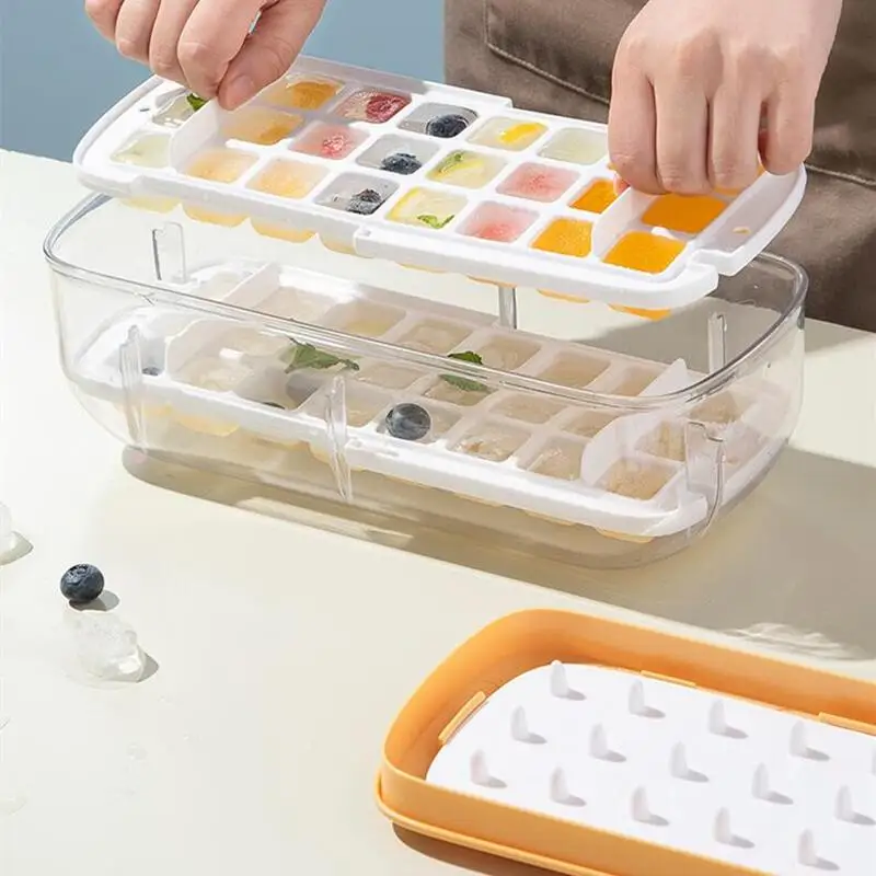 Silicone Ice Mold And Storage box 2 In 1 Ice Cube Tray Making Mould Box Maker Bar Kitchen Accessories Utensils Home Gadgets