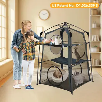 3-Tier Portable Cat Enclosure Tent 8