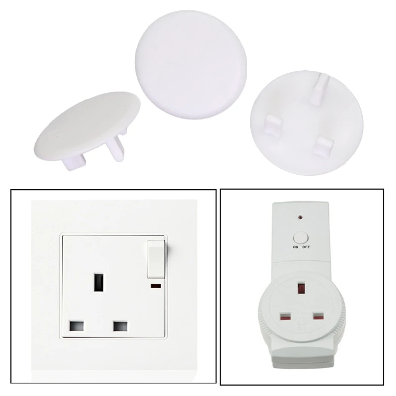 20-pieces UK Power Socket Baby Child Safety Protection Device Anti-shock Plug Protector White Color Socket Cover A2UB socket covers