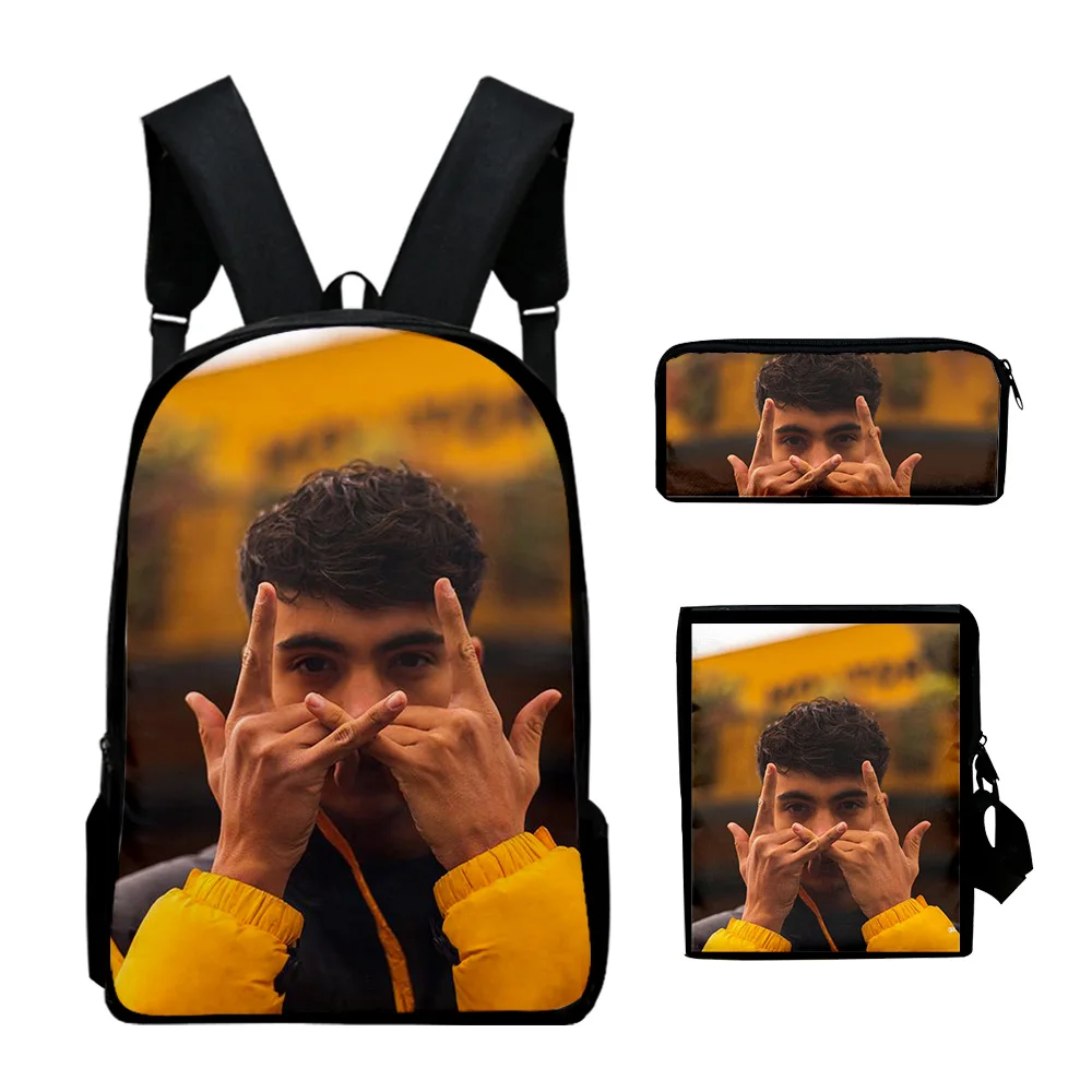 Popular Funny inoxtag 3D Print 3pcs/Set pupil School Bags Laptop Daypack Backpack Inclined shoulder bag Pencil Case