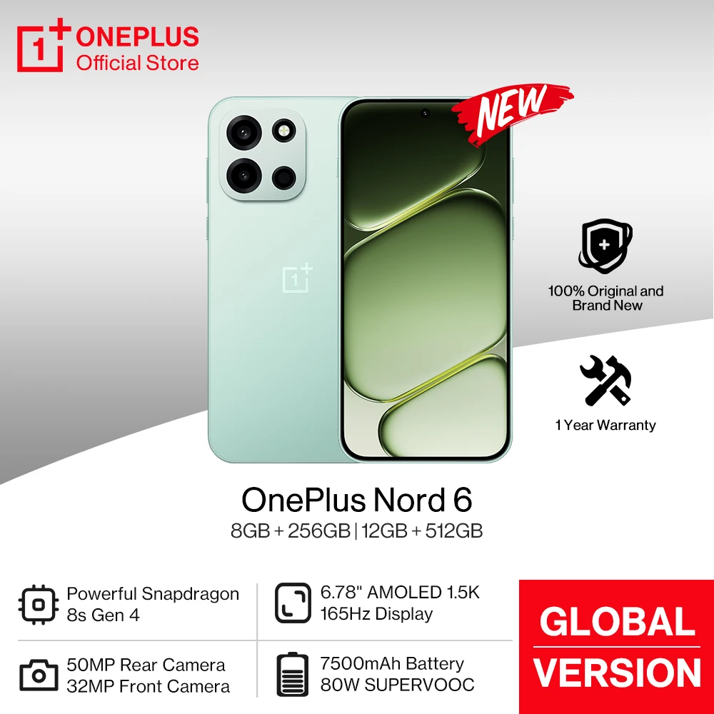 Original OnePlus Nord 6 Globale Version Smartphone 165Hz 1,5K AMOLED Display Snapdragon 8s Gen 4 50MP Sony Hauptkamera NFC - AliExpress 509