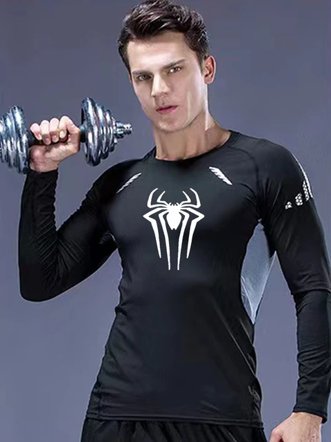 Superhero Compression T-Shirt Men Gym Fitness Short Sleeve Running Workout  Training MMA Rashguard Tights Top Sport T-Shirt Men