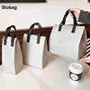 StoBag 10pcs Grey Non-woven Insulation Tote Bag Portable Fabric for Food Drinks Package Keep Warm Cold Delivery Reusable Pouch 1