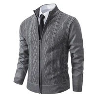 Autumn Spring Men Sweaters Knitted Cardigan Zip Turtleneck Cold Coat Long Sleeve Business Casual Jacket Male Winter Clothing