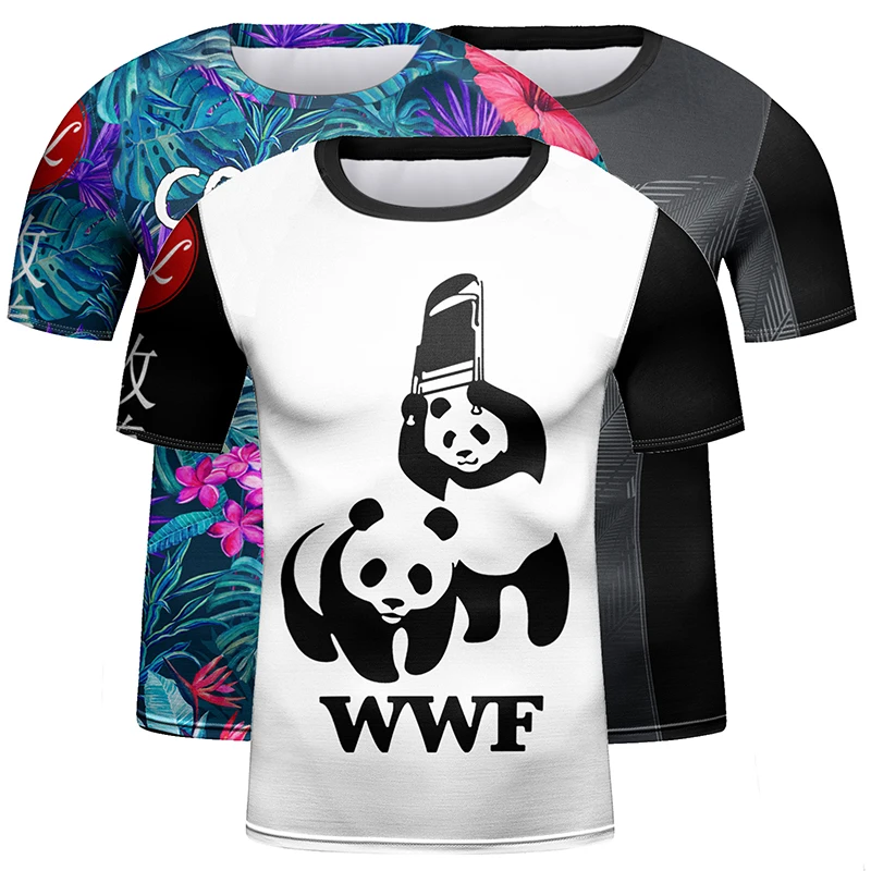 Sports Apparel Kid Jiu Jitsu T-shirt MMA Boxing Rashguard For Children Bjj Gi Kickboxing Jerseys