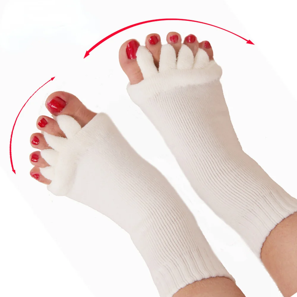 1Pair Five Toes Separators Foot Sock Hallux Valgus Corrector Bunion Adjuster Foot Care Alignment