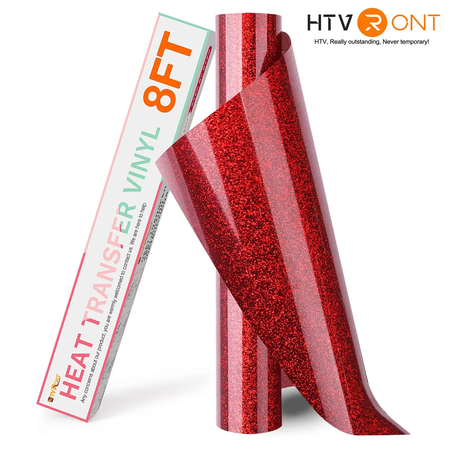 

HTVRONT 10"X15ft/10ft/8ft/5ft Glitter Heat Transfer Vinyl Roll for Cricut DIY T-shirt Iron on Decor HTV Film Printing Clothing