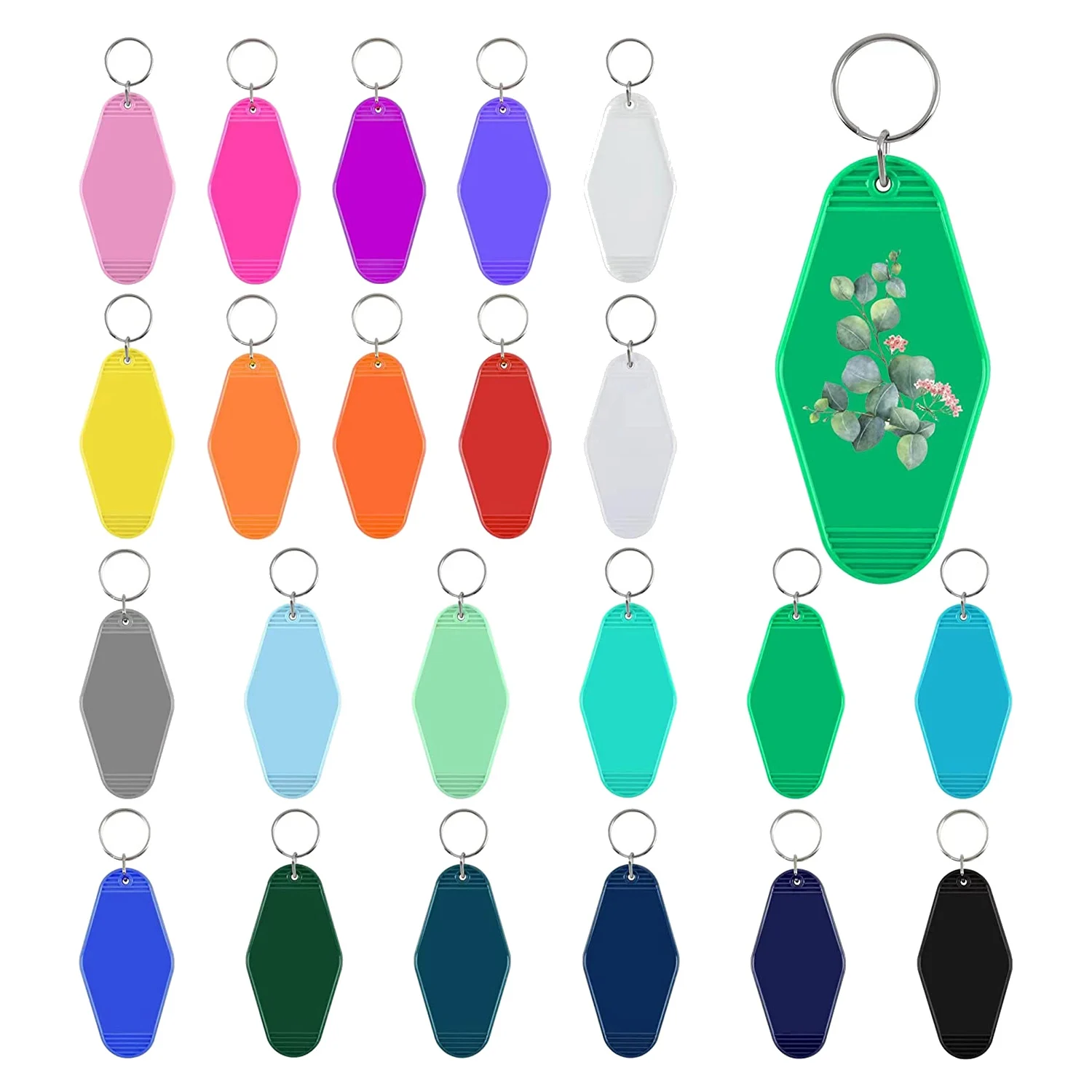 

22 Pcs Motel Keychain Blank Vintage Hotel Key Tag Sublimation Blank Colorful DIY Ornament for Vinyl Keychain Making