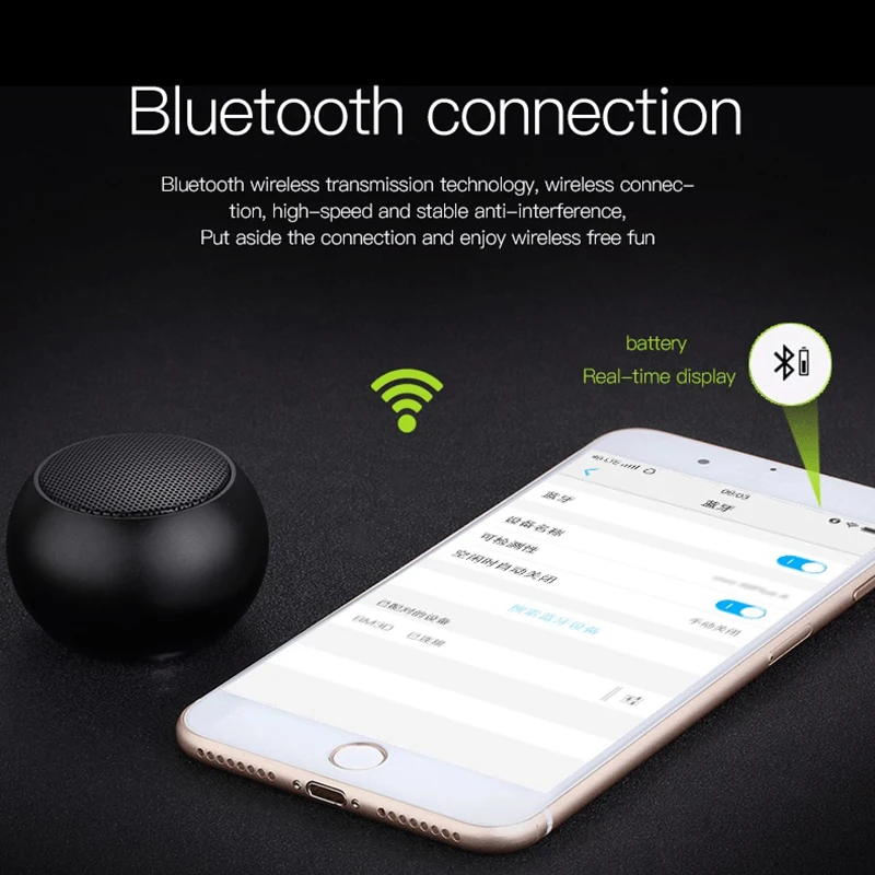 Portable Bluetooth Wireless Speaker - Mini Metal Soundbox with Deep Bass Subwoofer and Hands-Free Calling