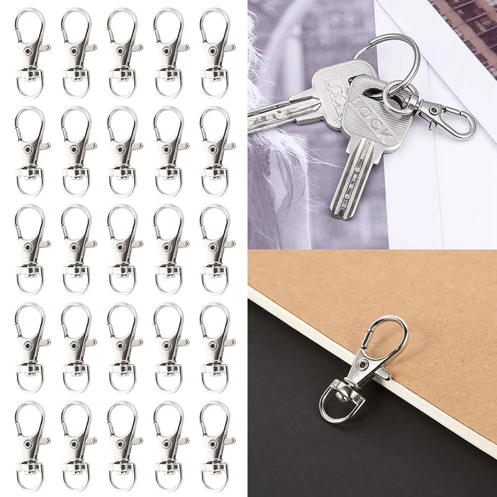 Swivel Lobster Clasp Stainless Steel Key Ring Clasp Portable Dring Snap Buckle Jewelry DIY Crafts Lanyard Chain 25/50/100/200Pcs spring ring clasp metal lobster claw clasps metal keyring clasp snap hook keychain rings metal keyring snap hook