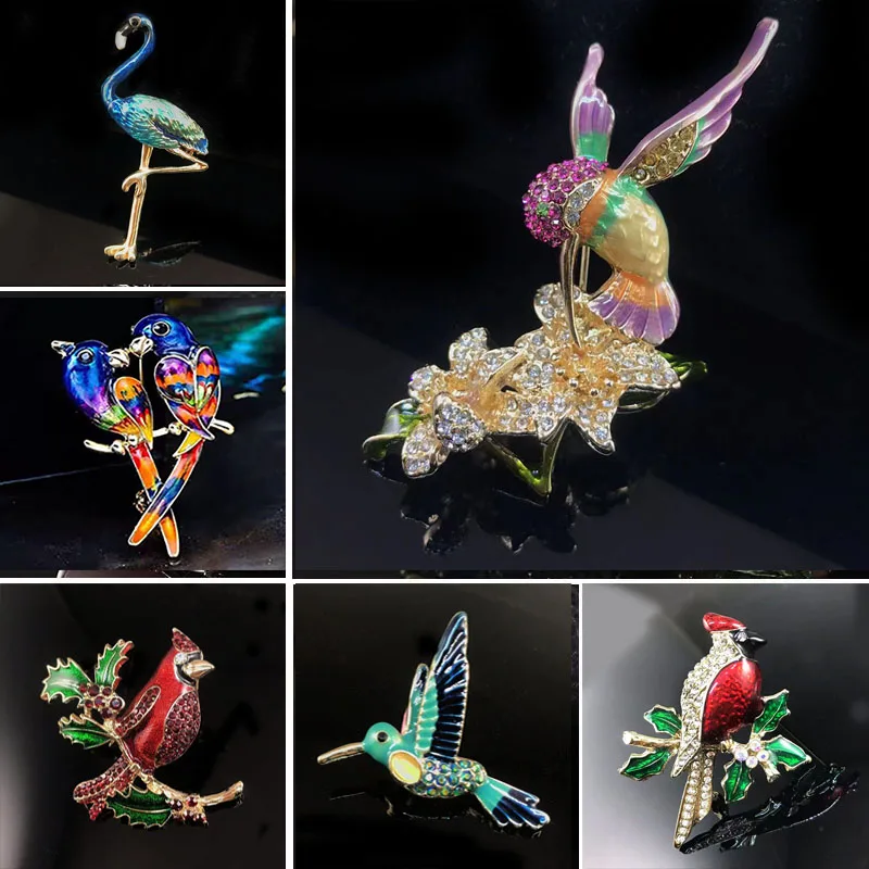 

Luxury Fashion Women's Brooch Rhinestone Enamel Cute Bird Pins Holiday Gift Clothing Vintage Jewelry Accessories