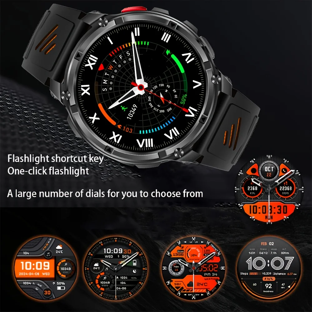 Smartwatch Sportivo da Uomo - Schermo da 1,7 Pollici, Modalità Sportive Multiple, Chiamate Wireless, Torcia, Sveglia, Batteria da 1100mAh - immagine 4
