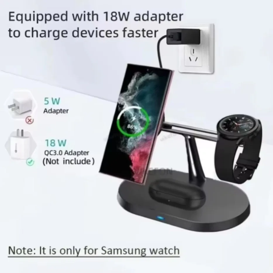 3 in 1 Magnetic Wireless Charger 30W Super Fast Charging Station For Samsung Galaxy S25 S24 Watch 7 6 5 4 3 2 Active 1 2 Earbuds