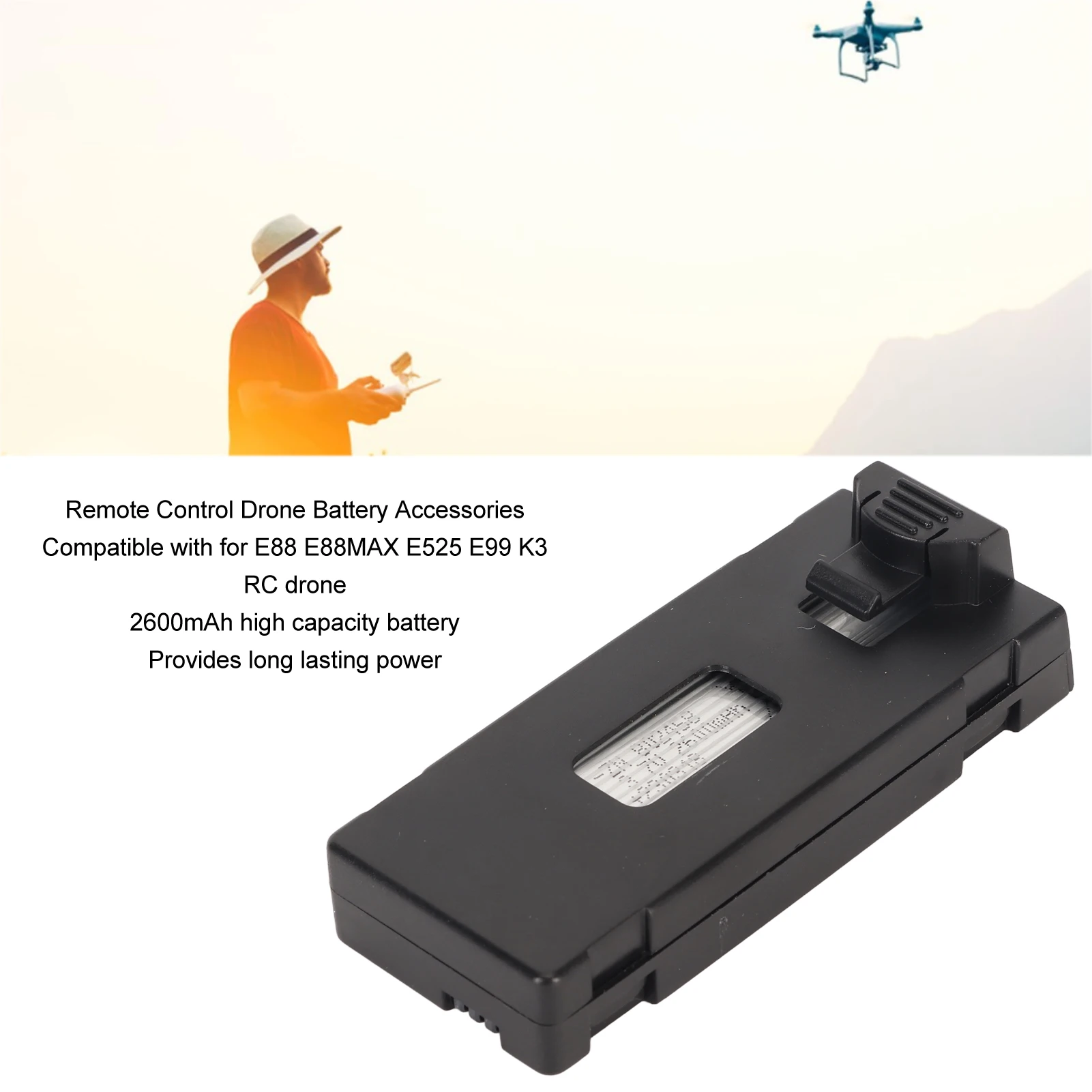 Batterie 3.7V 1800mAh Pour Drones E58, L800, JY019 - Remplacement Neuf