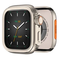 Premium Aluminum Alloy Protective Case for Smartwatch - Elegant Frame Cover with Modern Design (Titanium)