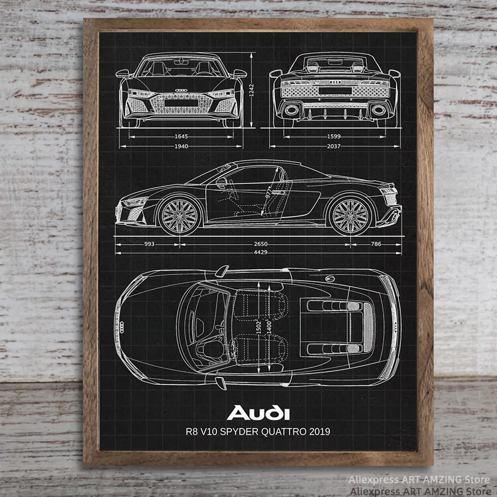 Audi R8 V10 Druck Audi R8 Wandkunst, Supercar Druck, Audi R8