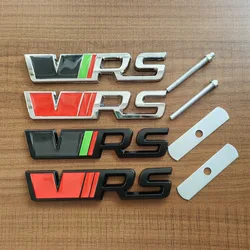 3D Metal RS Logo VRS Emblem Car Grill Badge For Skoda Kodiaq Rapid Fabia Octavia 1 2 3 A5 A7 MK1 MK3 MK4 VRS Sticker Accessories