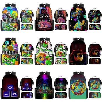 Set da 3 pezzi Zaino da incubo Zaino da scuola Doey Doughman per studenti Horror Pianosaurus Bookbag Penbag Yarnaby Borsa a tracolla 1