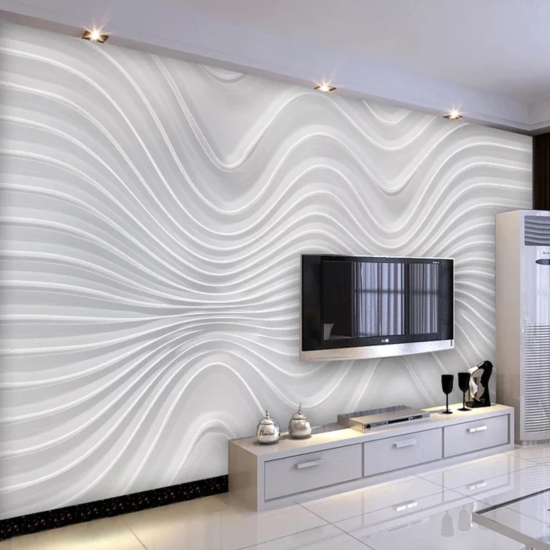 Stereoscopic Curve Stripe Mural Wallpaper para Sala Custom tv Fundo Cobertura de Parede Foto em Relevo 3d