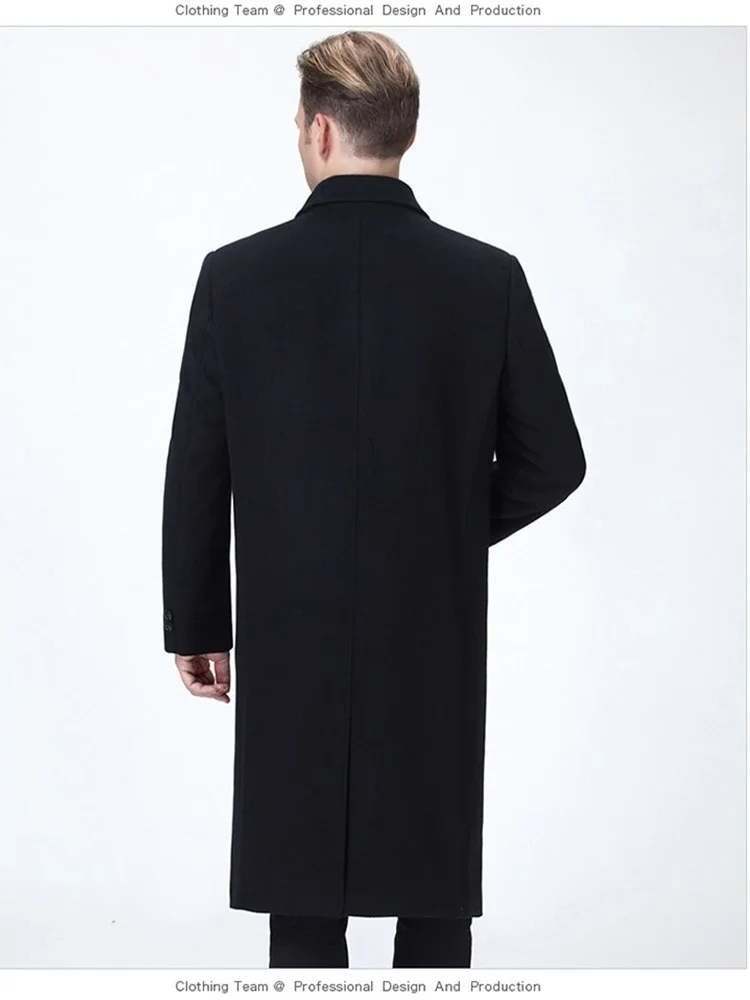 가을 겨울 85% 캐시미어 코트 남성 무릎 길이 울 재킷 비즈니스 캐주얼 큰 사이즈 옷 남성 의류 루즈핏 따뜻한 상의 6XL