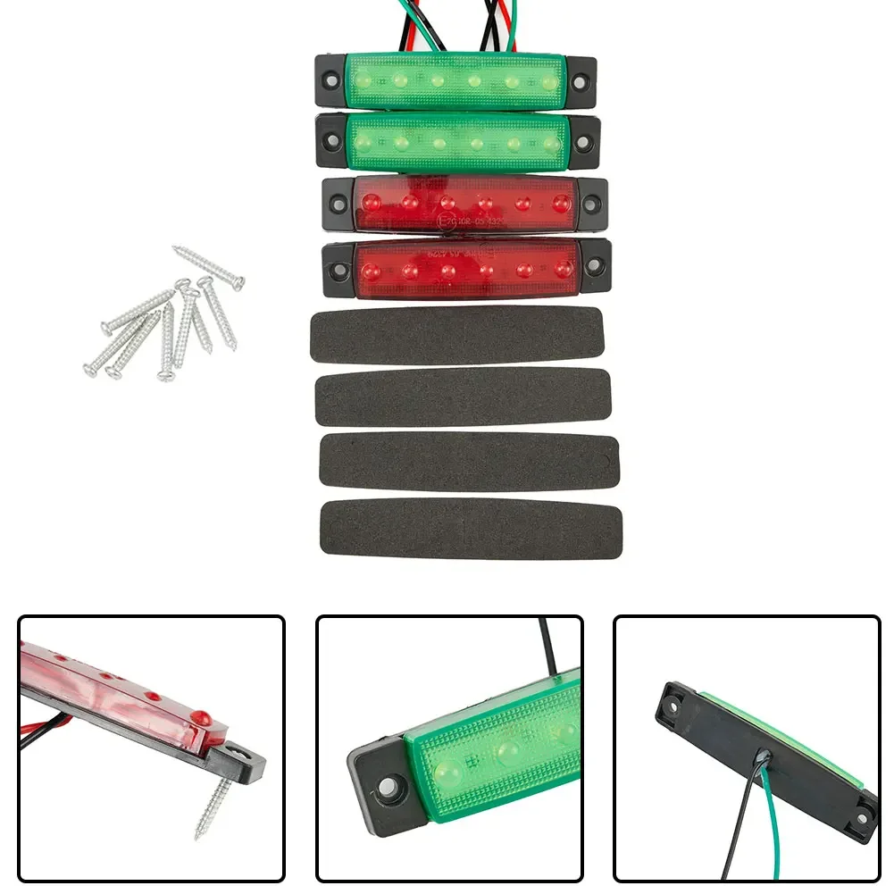 

4Pcs Red+Green Navigation 6LED Lights Stern Boat Starboard Lamp Set DC 12V Waterproof Bow Lights Right Port Side Stern Lights