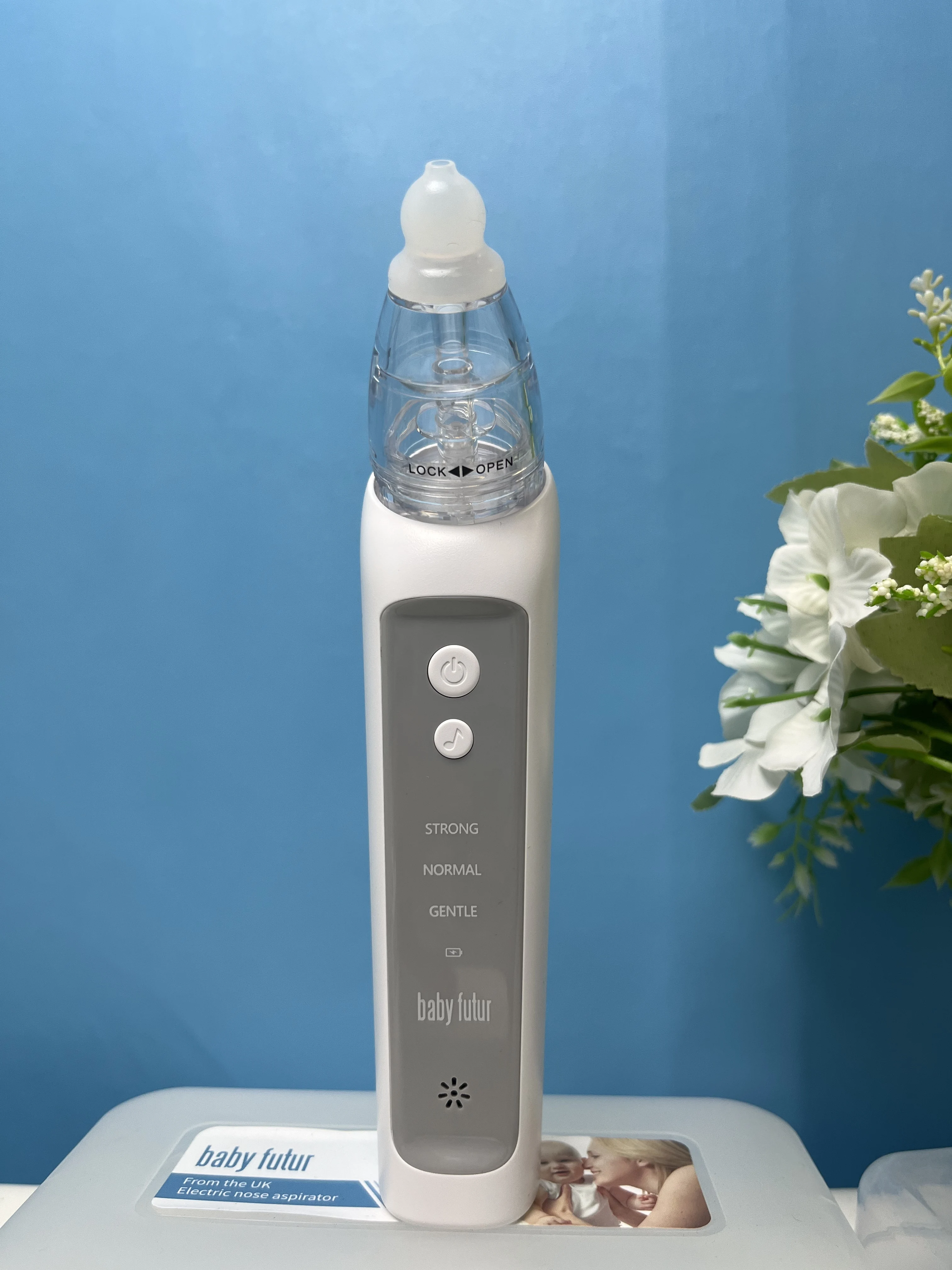 Baby Futur Electric Nasal Aspirator Rechargeable Automatic Nose Cleaner Soft Silicone Low Noise Soothing music