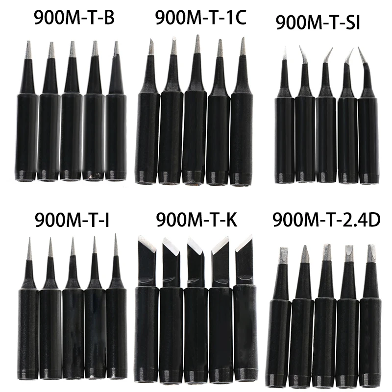 5pc Solder Soldering Iron Tip 900M-T Replacement Iron Tip High Melting Point Lead Free Soldering Tool For Hakko Saike 936 852d