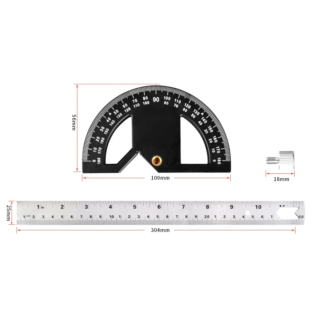 Magnetic Straight and Angle Measuring Ruler Woodworking Scribe Ruler Detachable Angle Gauge Double Scales Free Combi