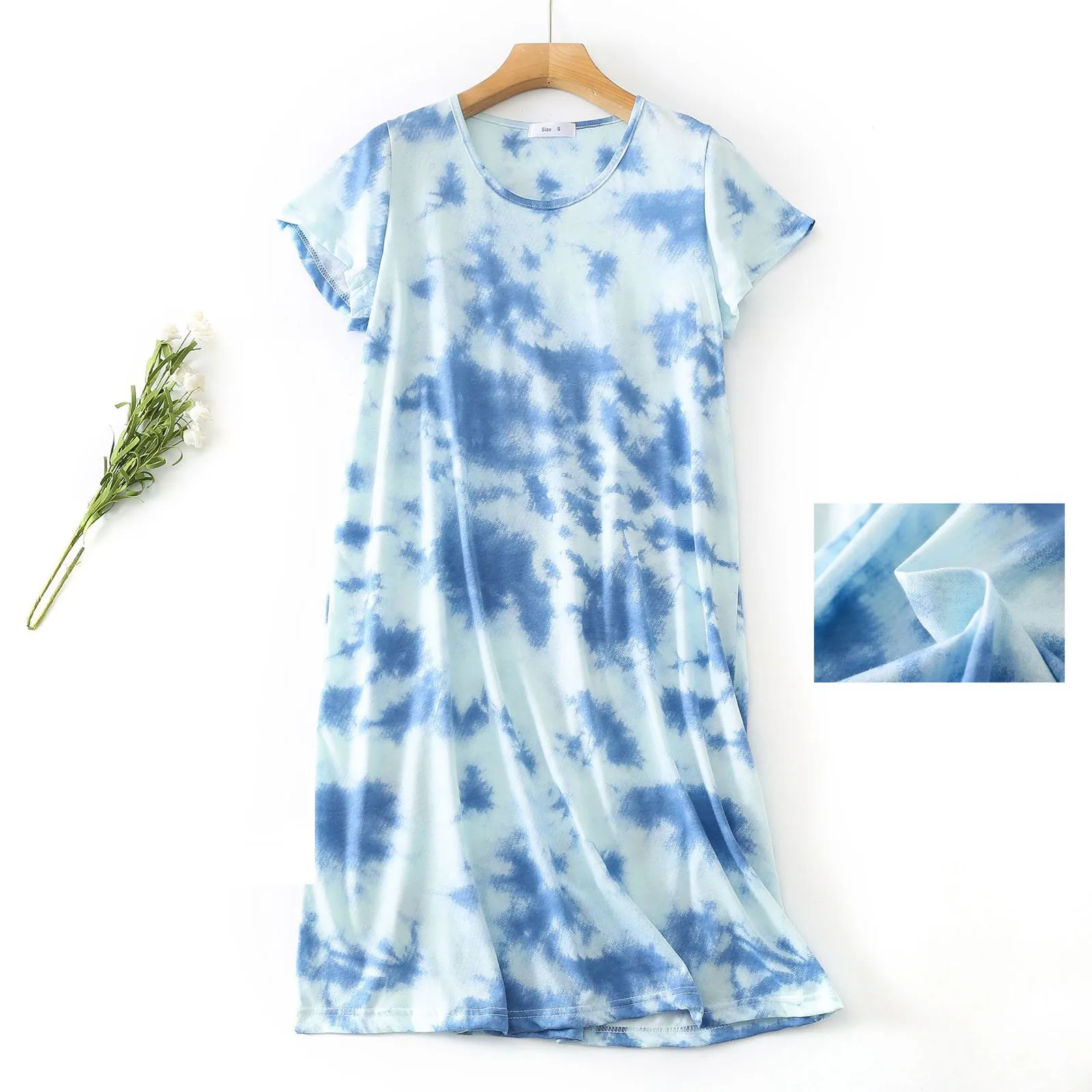 

Women Loose Casual Night Dress Round Neck Short Sleeve Sleepwear Pajamas Summer Nightwear Short Dresses Female Chemises Nightie