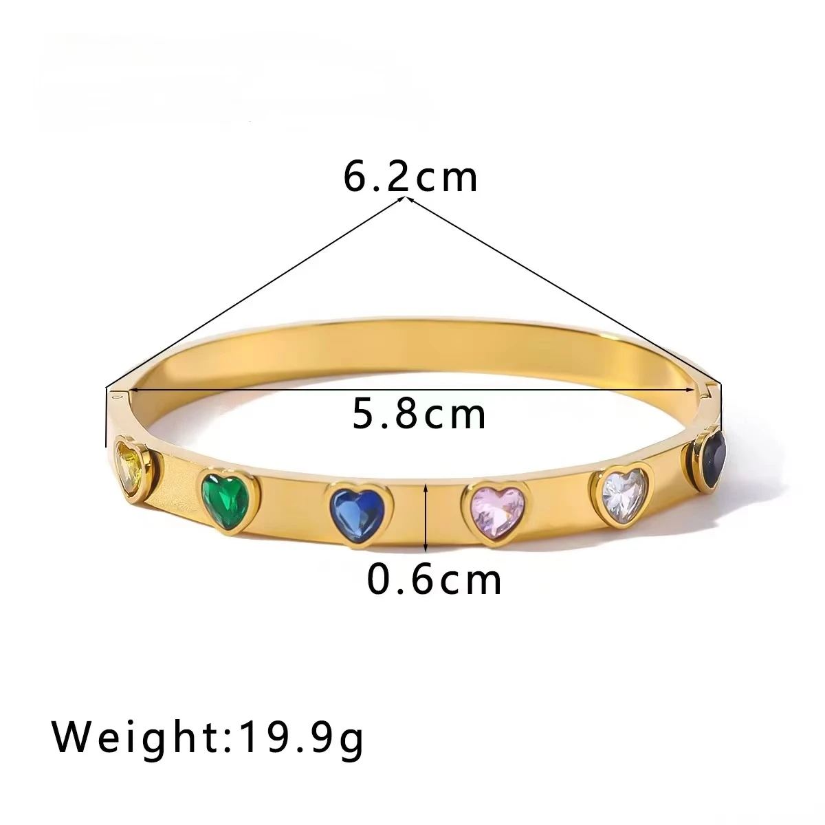 2024 New Shiny Geometric Zircon Inlaid Stainless Steel Bangle Exquisite Women's Jewelry wholesale 6
