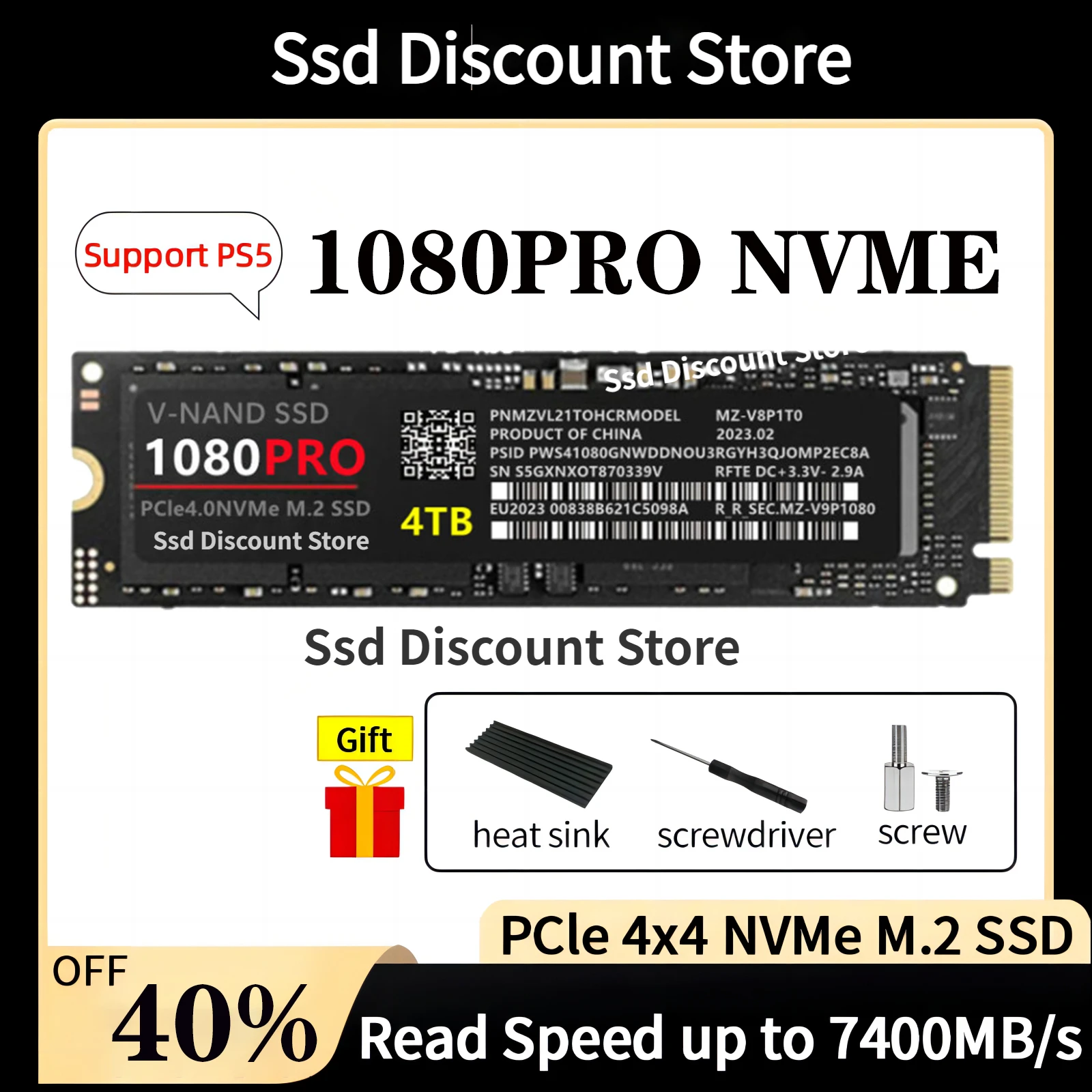 1080Pro 4Tb Ssd Marca Originale Ssd M2 2280 Pcie 5.0 Nvme Leggi Disco Rigido A Stato Solido Da 14000 Mb/S Per Laptop Da Gioco Desktop/Pc/Ps5