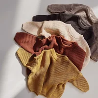 Newborn Baby Girls Boys Knit Sweater Autumn Winter Casual Solid Color Long Sleeve Crewneck Knitwear Pullovers For 0-3 Months 1