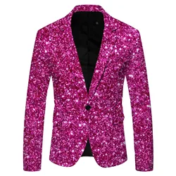 Shiny Sequin 3D Printed Embellished Blazer Jacket Men Stars Printed Nightclub Prom Suit Blazers Men Costume Homme Stage Clothes