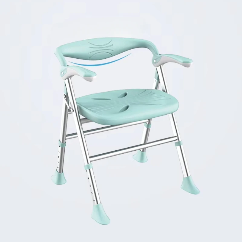 Foldable Shower Chair for Elderly Anti-Slip Bath Stool Aluminum Alloy Bathroom Chair Adjustable Bathroom Safety Seat