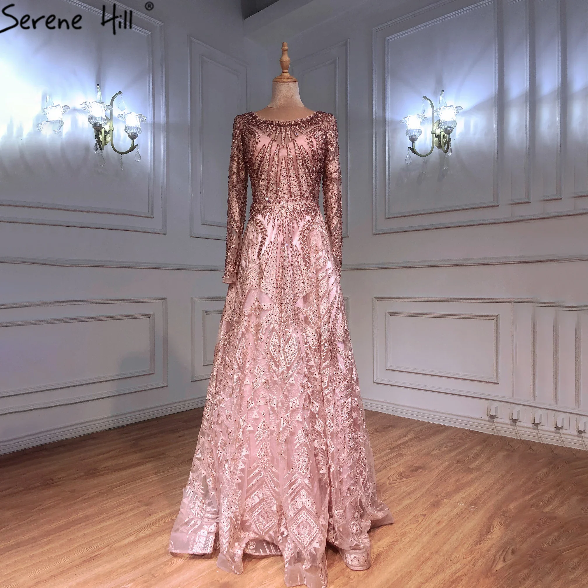 slim fit dress slacks Rose gold sequins cape prom dress 2024,cape sleeves prom dresses for M –  Anna's Couture Dresses main image 1