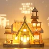 DIY Villa 3D Wooden Model Kit with Light Castle Puzzles Assembly Toy Kid Adult DIY Model Kits Desk Decoration for Gift 2