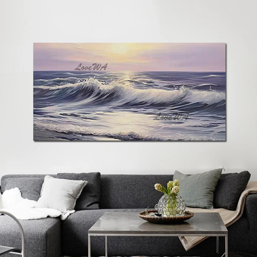 

High Quality Acrylic Canvas Artwork Handmade Abstract Painting Art Seascape Wall Decoration Picture No Framed Beautiful Scenery