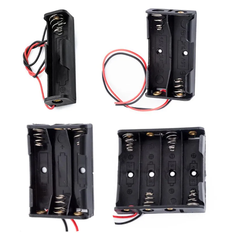 

1 2 3 4 Slots ports AA Size Power Battery Storage Case Box Holder Leads black for diy repair tools h