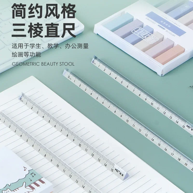 Triangle Ruler Straight Ruler 15cm /20 Cm Simple Transparent Triangular Straight Ruler Kawaii Tools Stationery Cartoon Drawing Gift Office School Measuring