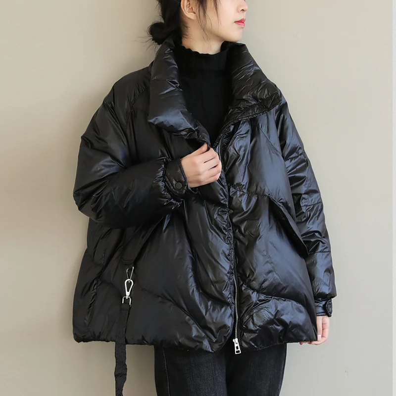 

Elegant Winter Women Down Coat 2022 New Fashion Loose Slim Jacket White Down Thicken Bread Warm Oversized Down Jacket Female