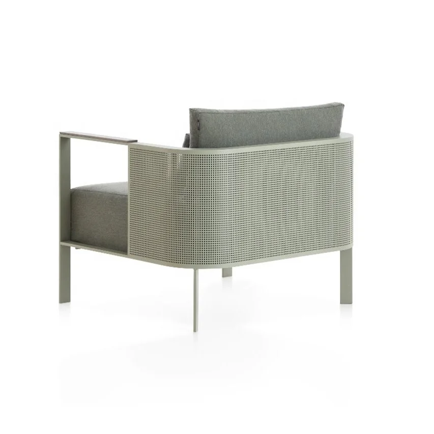 New Design All Weather Outdoor Furniture Powder-Coated Aluminium Sofa Chair Single Design Lounge Chair