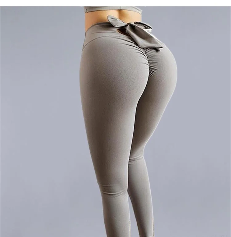 Epligg New Women Bow Lace Up Gym Legging Sport Women Tights Clothing Push Up Yoga Leggings Sports Leggings Female thigh highs