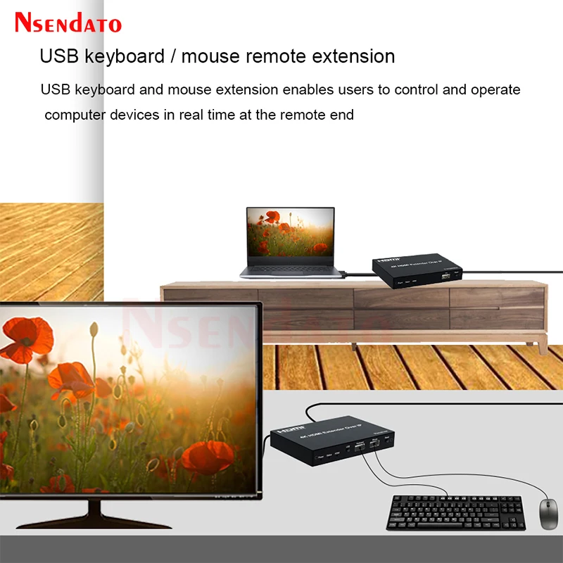 4K HDMI USB KVM Extender 150M over Cat6 UTP Extender HDMI RJ45 Over IP Ethernet Network KVM HDMI Extender For USB Mouse Keyboard
