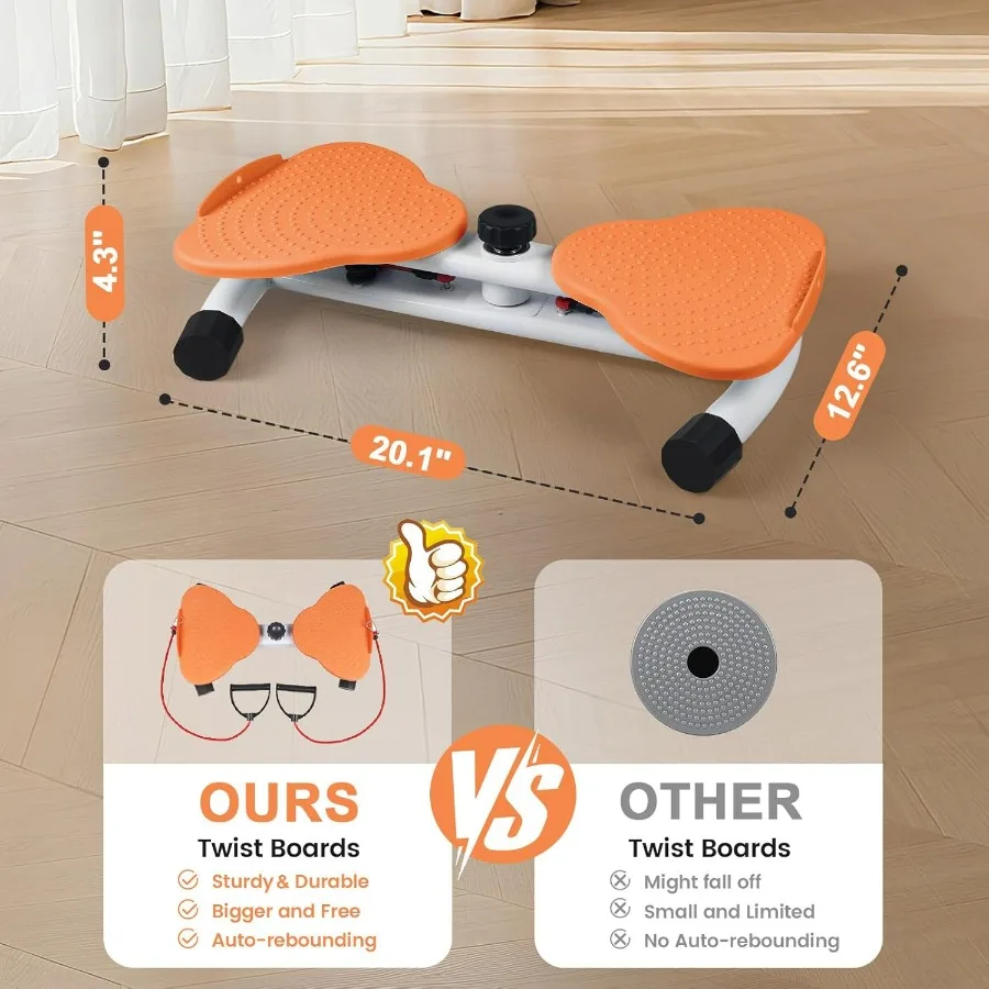 Waist Twister Machine, Ab Twister Board with Resistance Bands - 300 lbs Capacity Home Exercise Equipment for Belly Fat, Core Wor