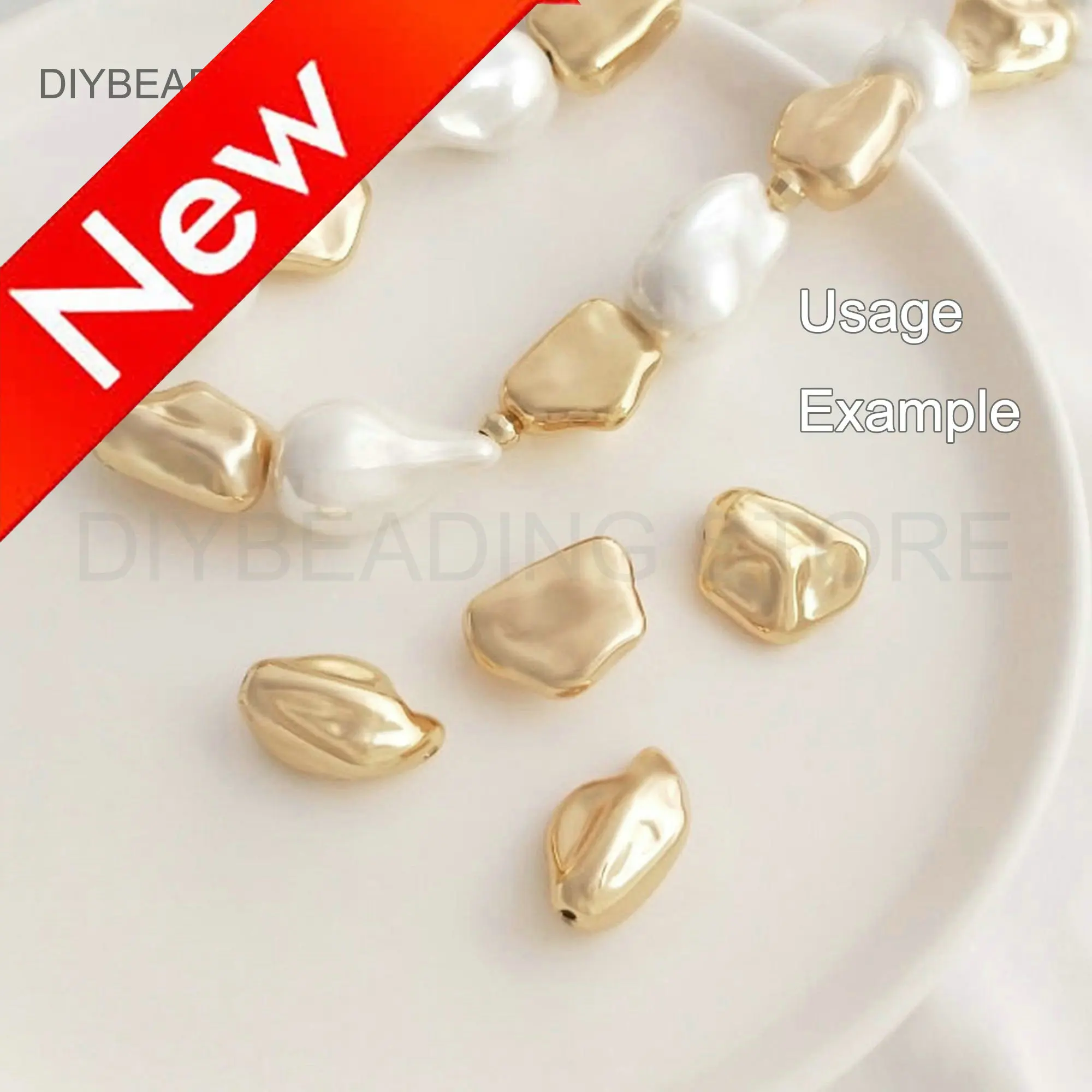 

Gold Spacer Beads Online Supply 14K Gold Plated Brass Baroque Shape Freedom Nugget Charms Women Jewelry DIY Making Beads