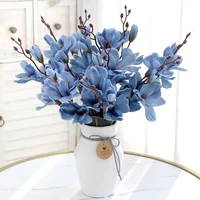 Silk Autumn Magnolia 5 Forks 20 Heads Artificial Flowers Gladiolus Home Decor Vase Floral Fake Christmas Wedding Accessories 4