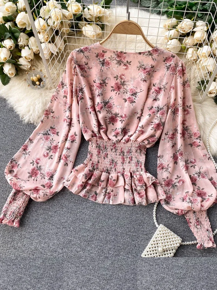 トップス BIBIY FOIRE PUFF BLOUSE PINK Light Pink Puff Sleeve Relaxed Fit Cotton Shirt - Joyce Top